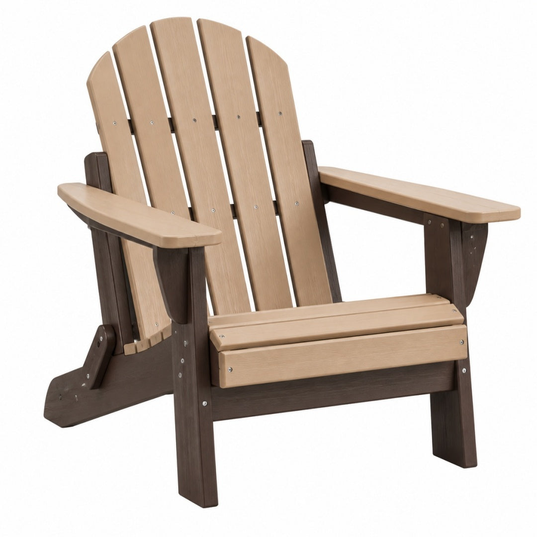 Fotel ogrodowy Adirondack 88 x 76 x 98 cm z tworzywa sztucznego beżowo-brązowy wypoczynkowy